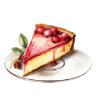 Consumable cake cheese cranberry